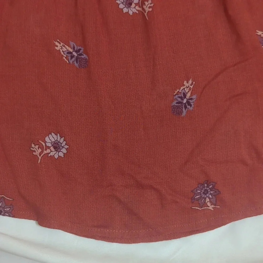 Lucky Brand Floral Peasant Top, Color Rust Size L - Picture 7 of 14